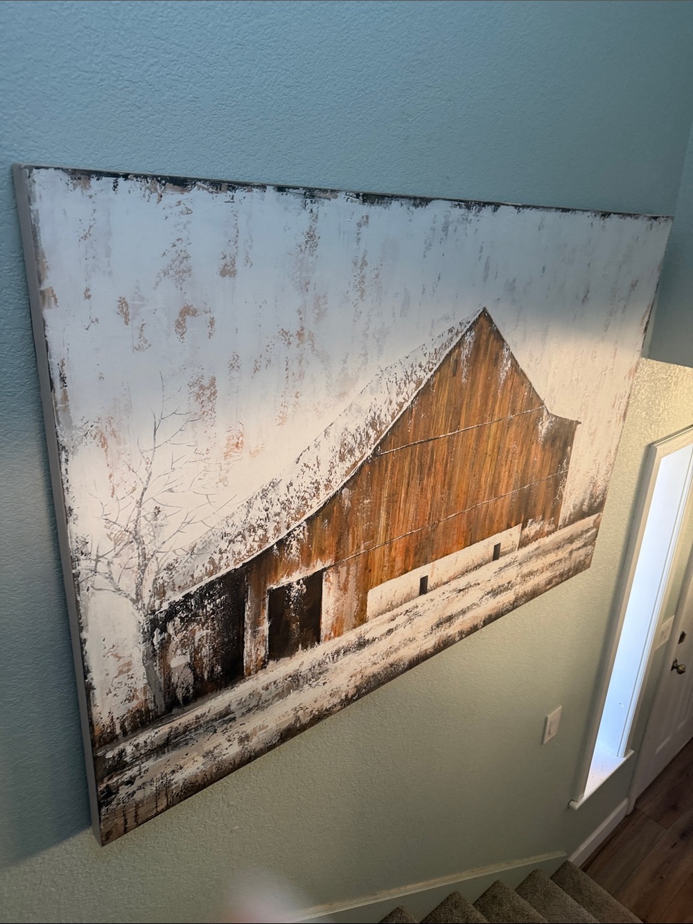 Rustic White and Brown Barn Wall Art Canvas